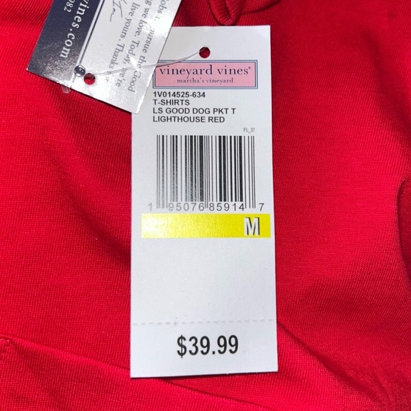 Vineyard Vines Red Long Sleeve Every Dog Should Be This Good Size Medium - Picture 5 of 5